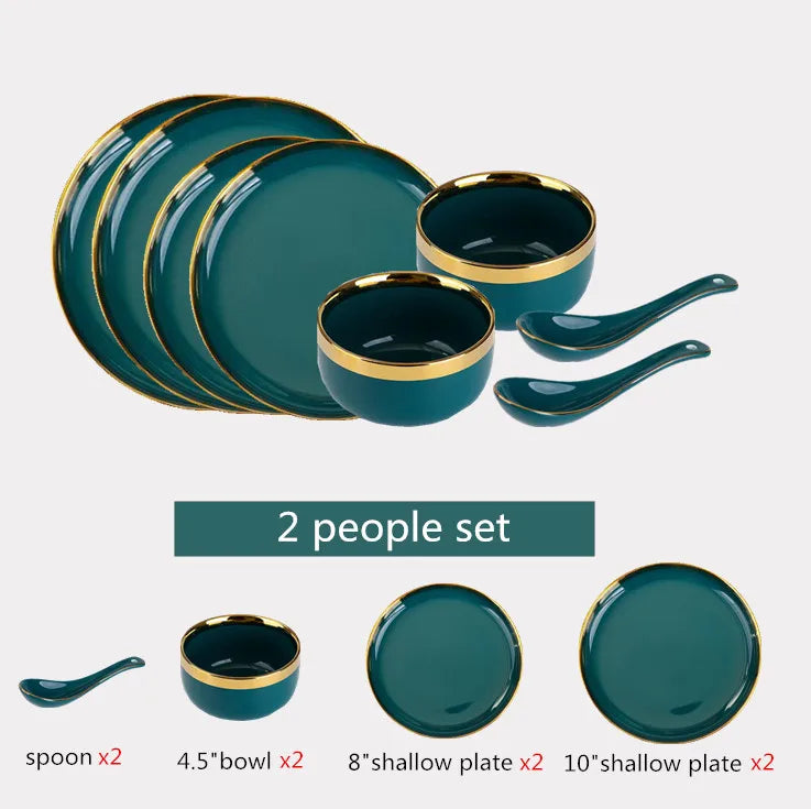 Emerald Gold Luxury Porcelain Dinner Set
