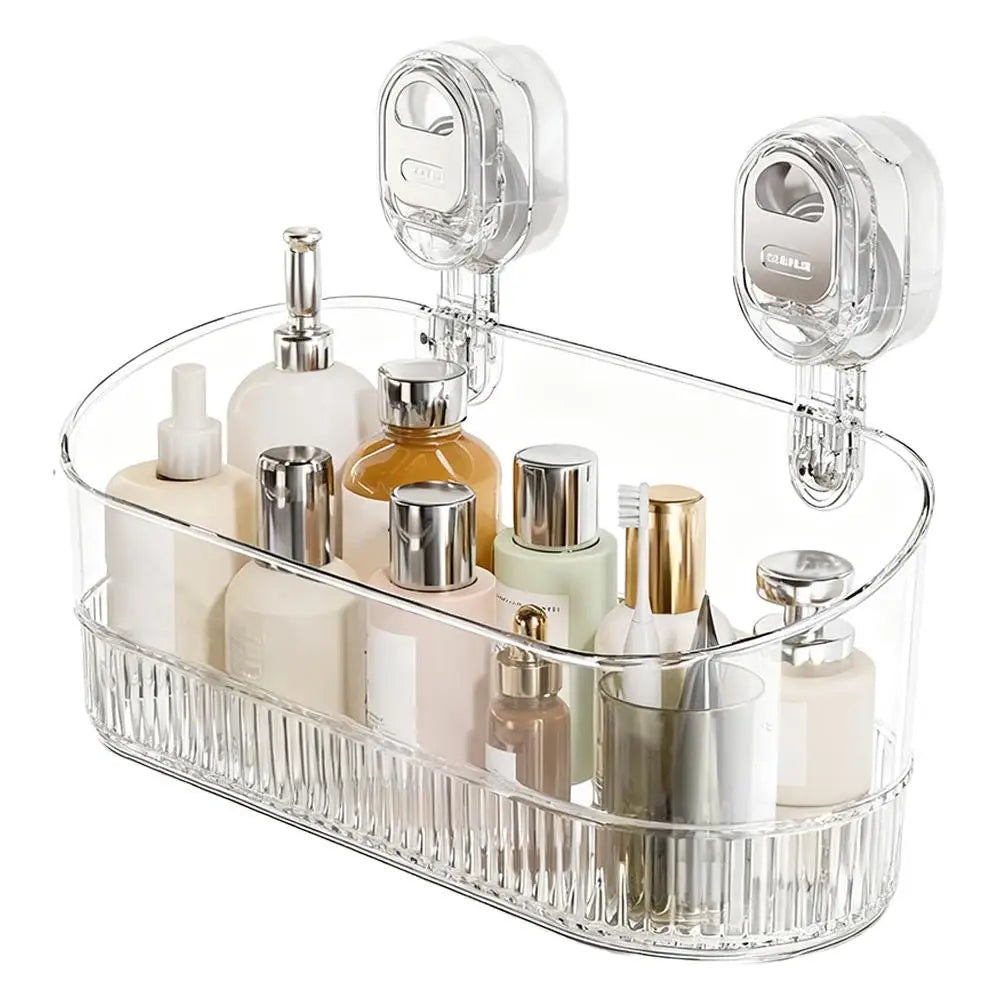 No-Drill Bathroom Suction Cup Rack Large Capacity StorageBasket Cosmetic Removable Shower Basket Bathroom Accessories