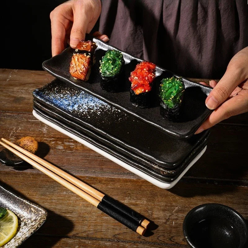 Luxury 8-Inch Rectangular Ceramic Sushi Plate – Premium Serving Dish