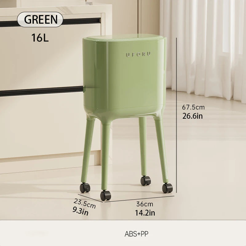 Smart High-Leg Trash Can with Wheels – Large Capacity