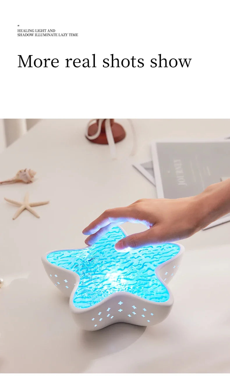 Starfish Ocean Wave Projector Lamp – Rechargeable LED Night Light