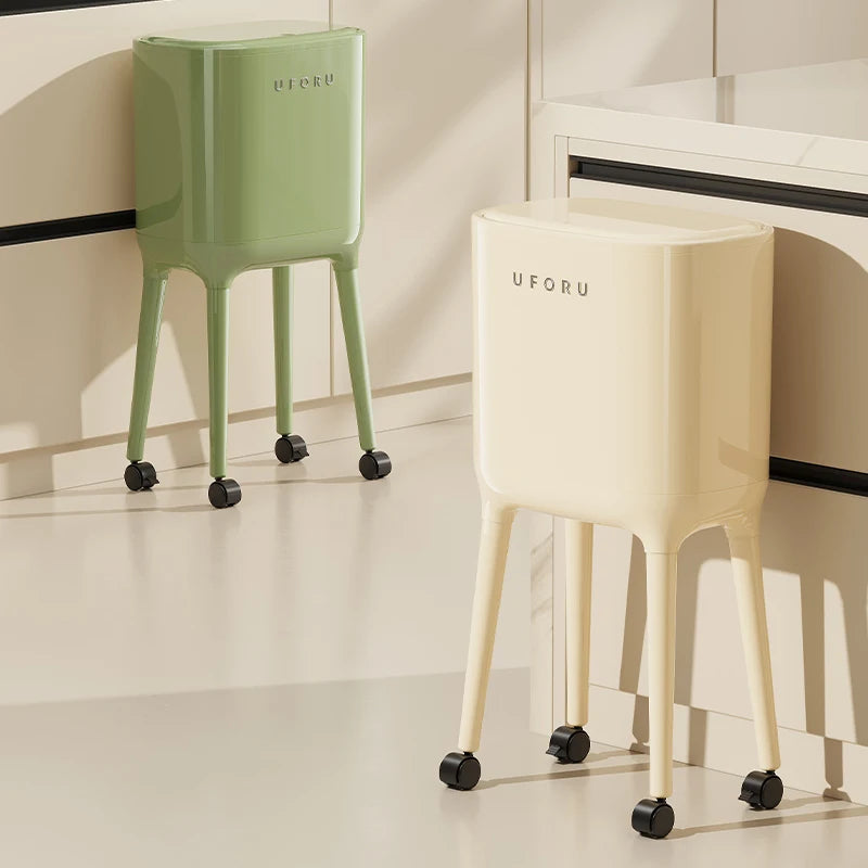 Smart High-Leg Trash Can with Wheels – Large Capacity