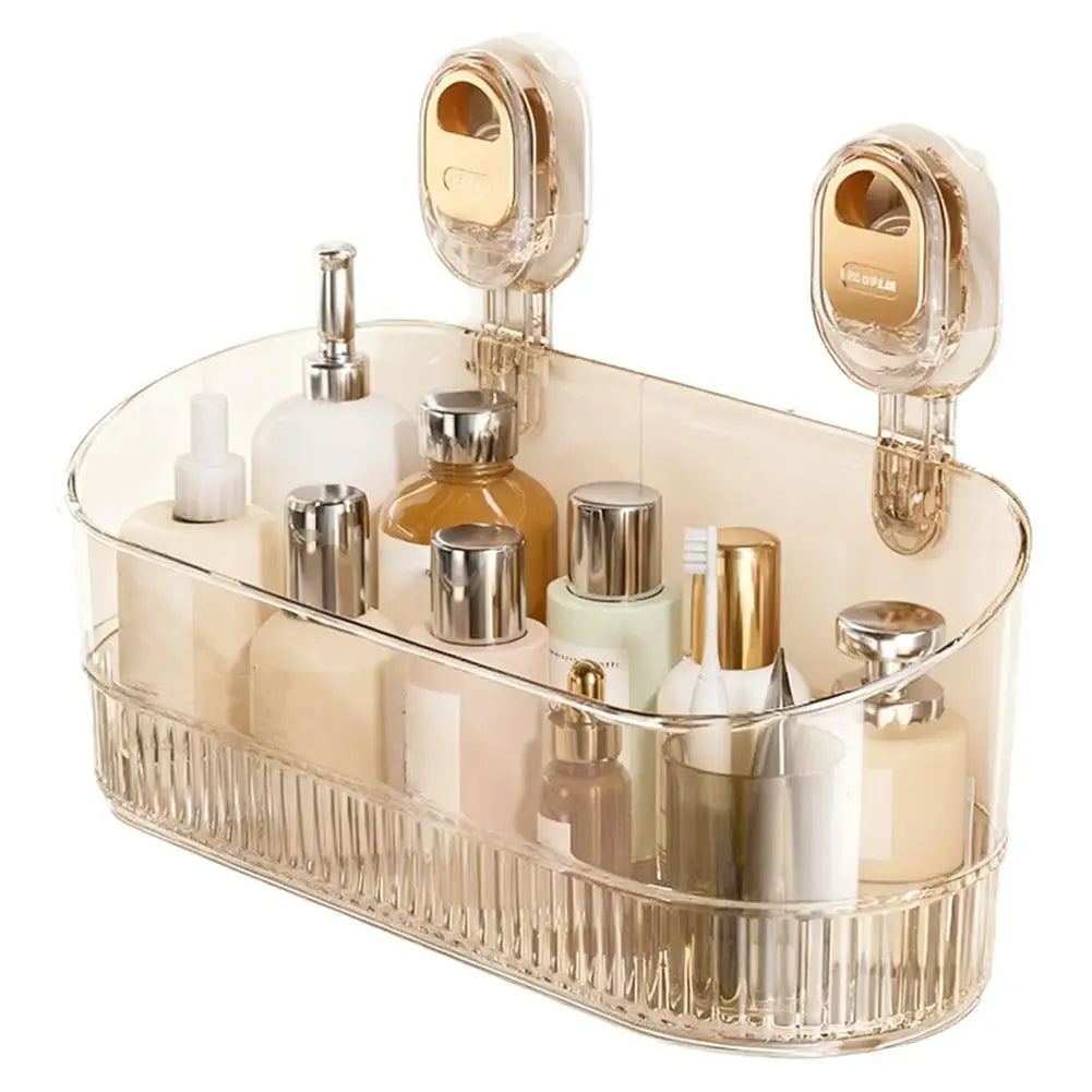 No-Drill Bathroom Suction Cup Rack Large Capacity StorageBasket Cosmetic Removable Shower Basket Bathroom Accessories