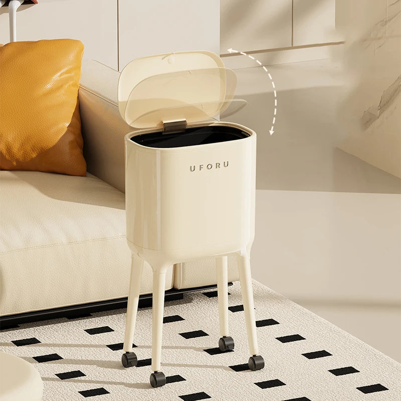Smart High-Leg Trash Can with Wheels – Large Capacity