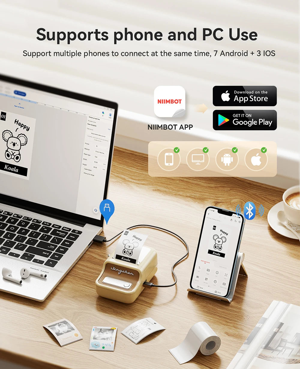 NiiMbot B21 Portable Label Printer – Bluetooth Sticker Machine