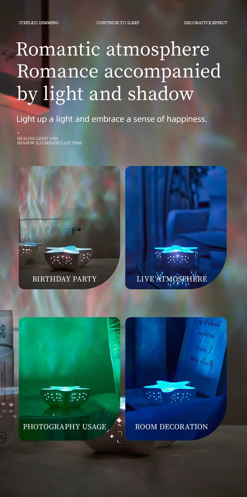 Starfish Ocean Wave Projector Lamp – Rechargeable LED Night Light