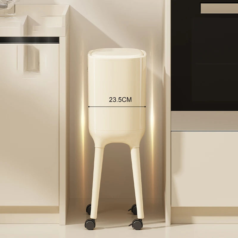 Smart High-Leg Trash Can with Wheels – Large Capacity