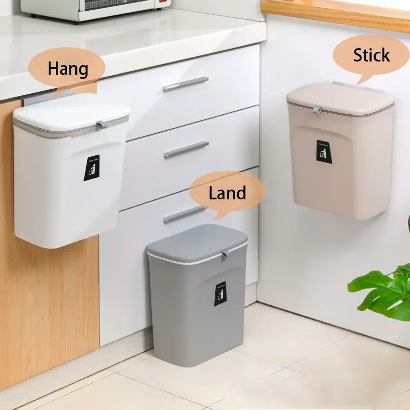 Wall-Mounted Kitchen Trash Bin with Lid – 7L / 9L