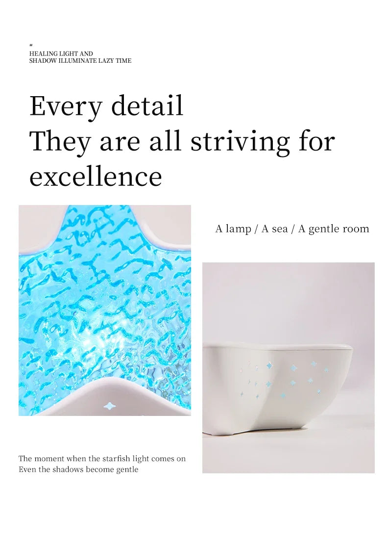 Starfish Ocean Wave Projector Lamp – Rechargeable LED Night Light