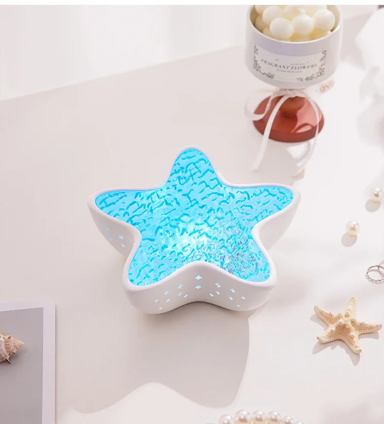 Starfish Ocean Wave Projector Lamp – Rechargeable LED Night Light
