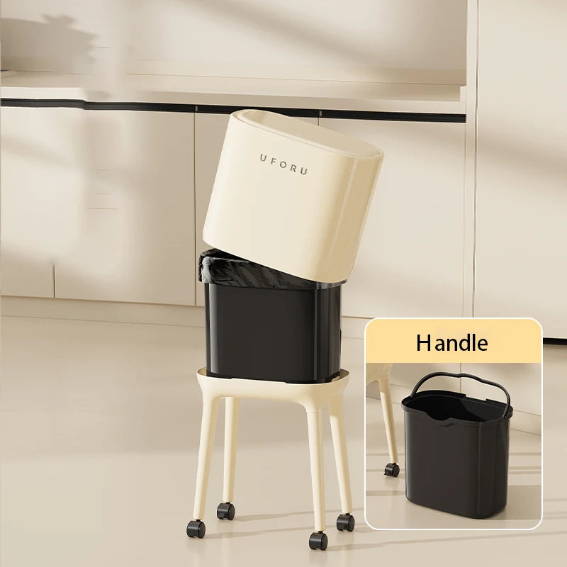 Smart High-Leg Trash Can with Wheels – Large Capacity