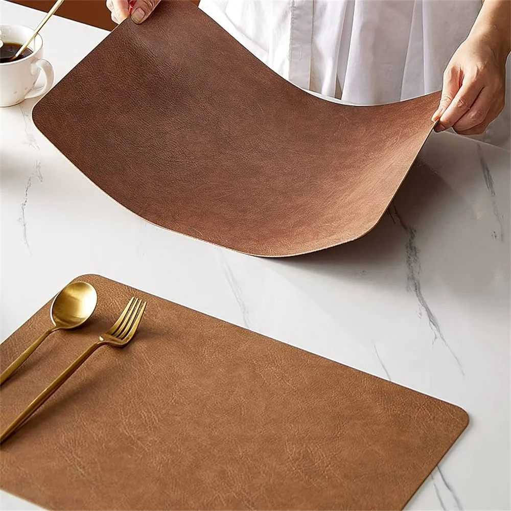 Faux Leather Dining Placemats – Waterproof & Heat-Resistant