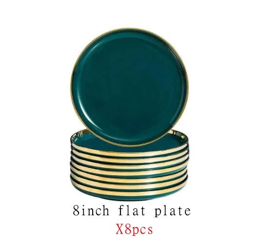 Emerald Gold Luxury Porcelain Dinner Set