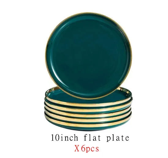 Emerald Gold Luxury Porcelain Dinner Set