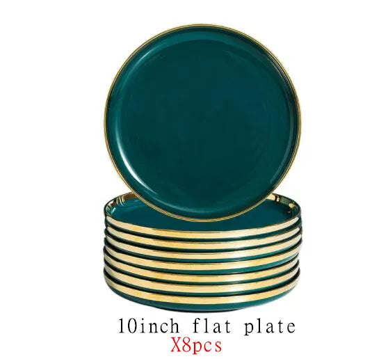 Emerald Gold Luxury Porcelain Dinner Set