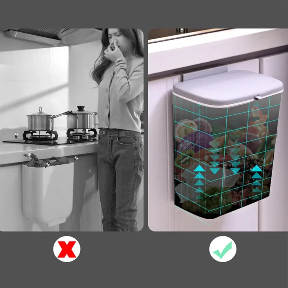 Wall-Mounted Kitchen Trash Bin with Lid – 7L / 9L