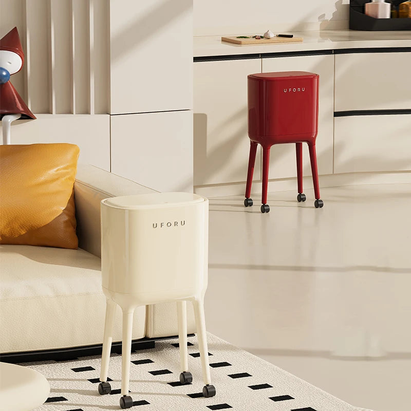 Smart High-Leg Trash Can with Wheels – Large Capacity