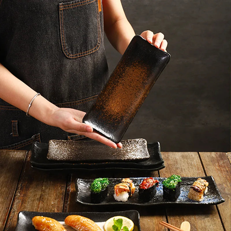 Luxury 8-Inch Rectangular Ceramic Sushi Plate – Premium Serving Dish