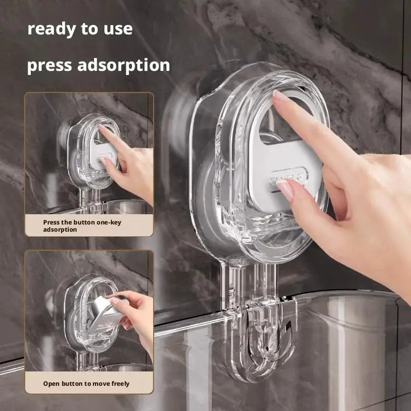 No-Drill Bathroom Suction Cup Rack Large Capacity StorageBasket Cosmetic Removable Shower Basket Bathroom Accessories