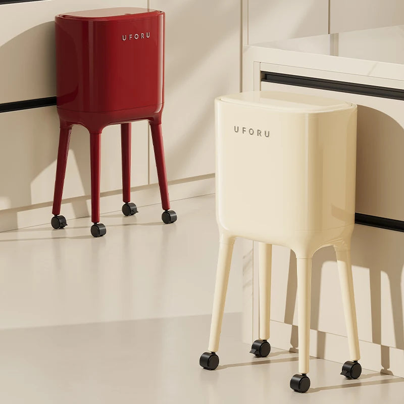 Smart High-Leg Trash Can with Wheels – Large Capacity