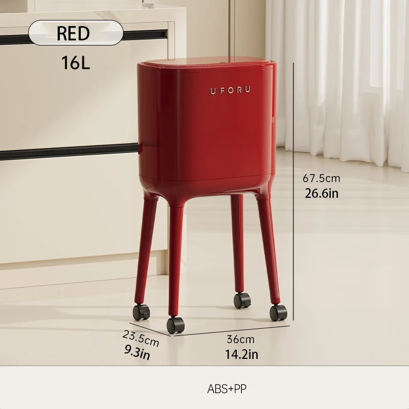Smart High-Leg Trash Can with Wheels – Large Capacity