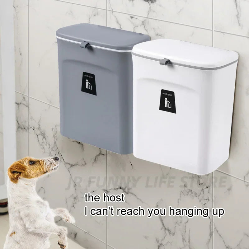 Wall-Mounted Kitchen Trash Bin with Lid – 7L / 9L