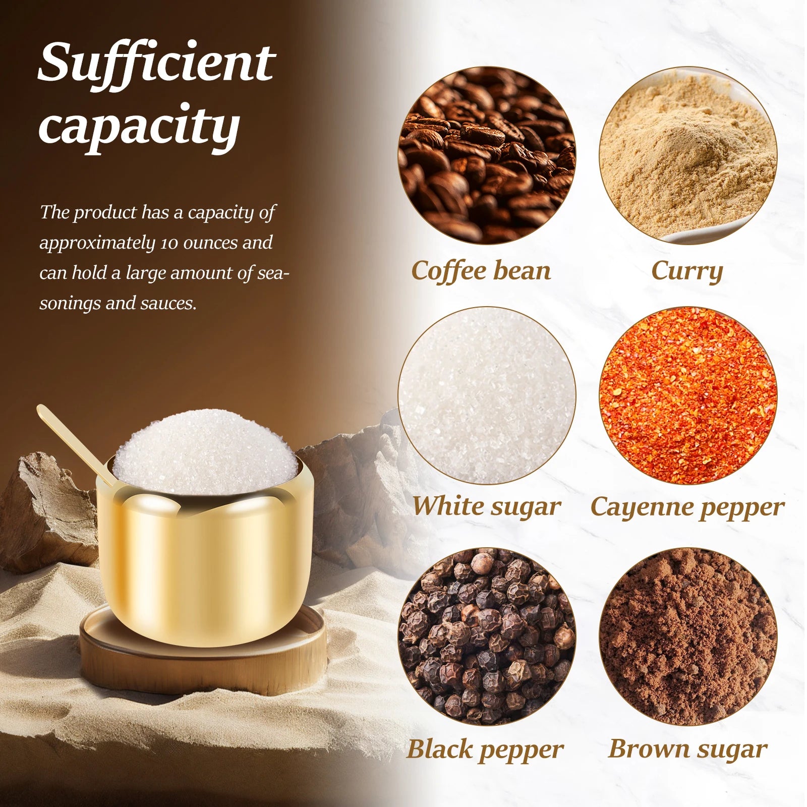 Luxury 10oz Stainless Steel Sugar & Spice Jar with Glass Lid and Spoon